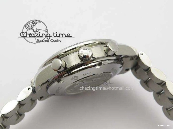 0228 Cozy Speedmaster Racing 40mm SS Black Dial On SS Bracelet A7750 ( Free Rubber Strap ) 8252